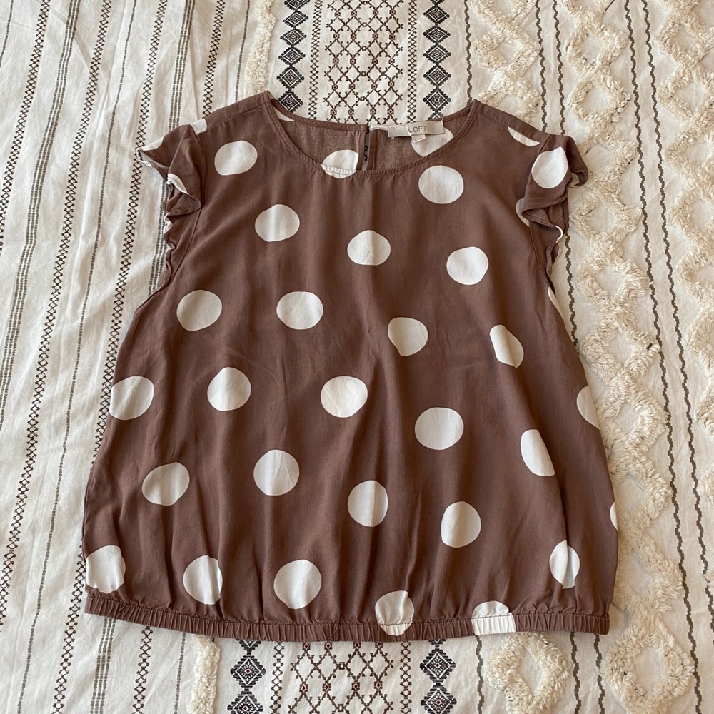 LOFT polka dot dress shirt size L